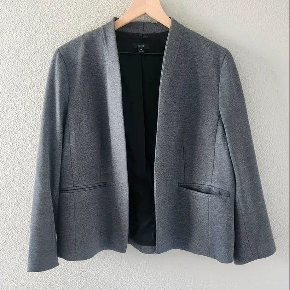 J. Crew Going Out Blazer Size 18 in Heather Dove Grey Stretch Open Collarless - Picture 1 of 9